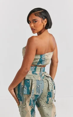 Shape Blue Camo Printed Bandeau