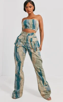 Shape Blue Camo Printed Bandeau