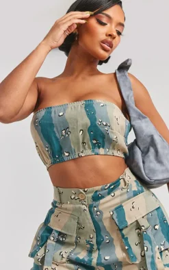 Shape Blue Camo Printed Bandeau