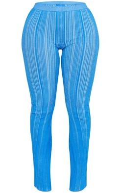 Shape Blue Contrast Knit Skinny Flare Pants