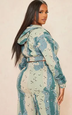 Shape Blue Cropped Camo Hoodie