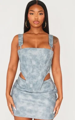 Shape Blue Faux Leather Corset