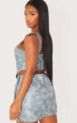 Shape Blue Faux Leather Corset