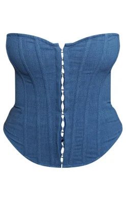 Shape Blue Lace Up Back Woven Corset