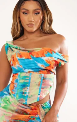 Shape Blue Ombre Printed Bardot Corset