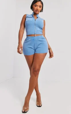 Shape Blue Rib Hot Pants