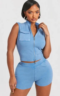 Shape Blue Rib Hot Pants