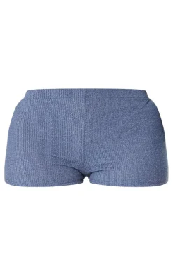 Shape Blue Rib Marl Hot Pants