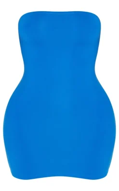 Shape Blue Sculpted Bandeau Bodycon Dress