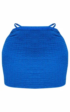 Shape Blue Textured Strappy Mini Skirt