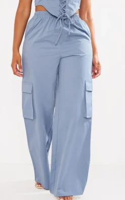 Shape Blue Twill Elasticated Waist Wide Leg Cargo's
