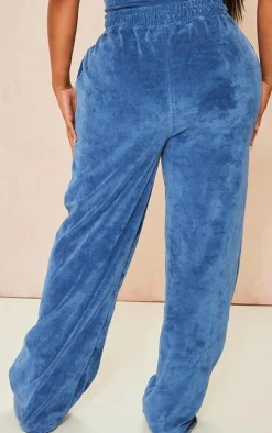Shape Blue Velour Wide Leg Sweatpants