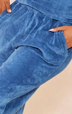 Shape Blue Velour Wide Leg Sweatpants