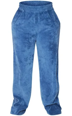 Shape Blue Velour Wide Leg Sweatpants
