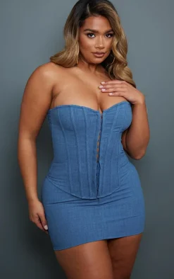 Shape Blue Woven Micro Mini Skirt