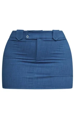 Shape Blue Woven Micro Mini Skirt