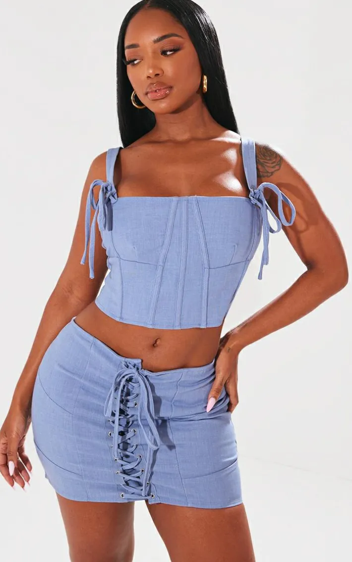 Shape Blue Woven Strappy Corset