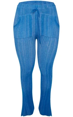 Shape Bright Blue Knit Contrast Drawstring Flare Pants