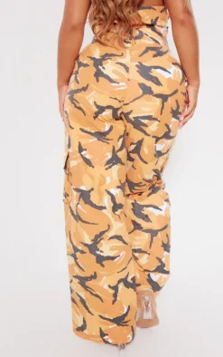 Shape Bright Orange Camo Pocket Detail Wide Leg Pants