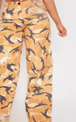 Shape Bright Orange Camo Pocket Detail Wide Leg Pants