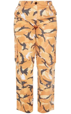 Shape Bright Orange Camo Pocket Detail Wide Leg Pants