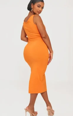 Shape Bright Orange Cup Detail Strappy Midi Dress