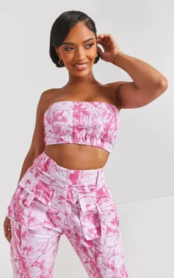 Shape Bright Pink Camo Printed Bandeau