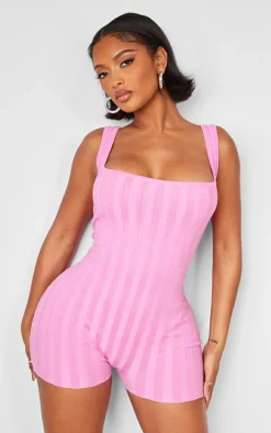 Shape Bright Pink Knit Contrast Sleeveless Unitard