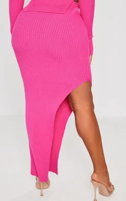 Shape Bright Pink Knit Split Side Detail Midaxi Skirt