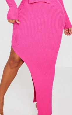 Shape Bright Pink Knit Split Side Detail Midaxi Skirt