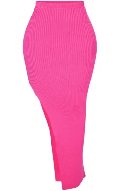 Shape Bright Pink Knit Split Side Detail Midaxi Skirt
