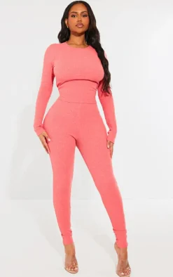 Shape Bright Red Marl Ribbed Long Sleeve Top