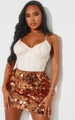 Shape Bronze Disc Sequin Mini Skirt