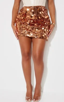 Shape Bronze Disc Sequin Mini Skirt