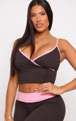 Shape Brown Contrast Vest Top