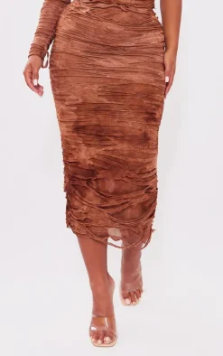 Shape Brown Distressed Maxi Skirt