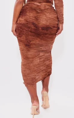 Shape Brown Distressed Maxi Skirt