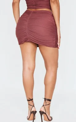 Shape Brown Ruched Mini Skirt
