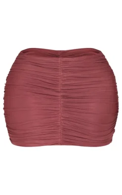 Shape Brown Ruched Mini Skirt