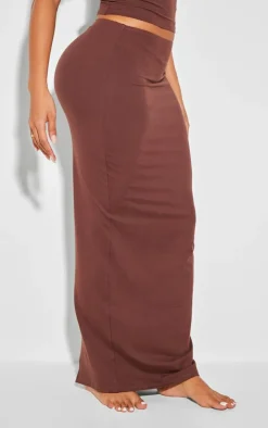 Shape Brown Sculpted Low Rise Maxi Skirt