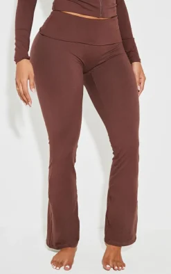 Shape Brown Stretch Sculpted Foldover Waist Flare Pants