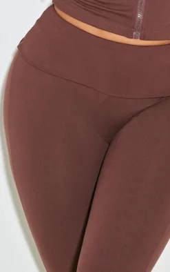 Shape Brown Stretch Sculpted Foldover Waist Flare Pants