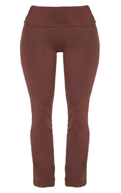 Shape Brown Stretch Sculpted Foldover Waist Flare Pants
