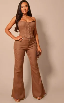 Shape Brown Woven High Waist Pants