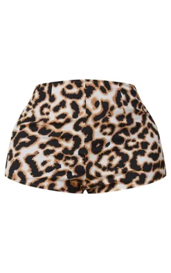 Shape Brown Woven Leopard Print Hot Pants