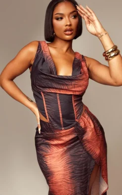 Shape Brown Zebra Printed Bardot Corset