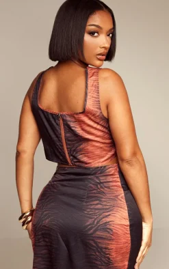 Shape Brown Zebra Printed Bardot Corset