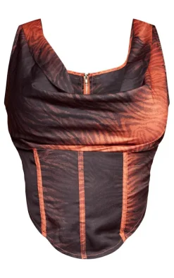 Shape Brown Zebra Printed Bardot Corset