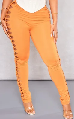 Shape Burnt Orange Cotton Lace Up Side Leggings