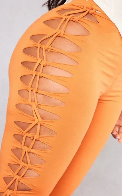 Shape Burnt Orange Cotton Lace Up Side Leggings
